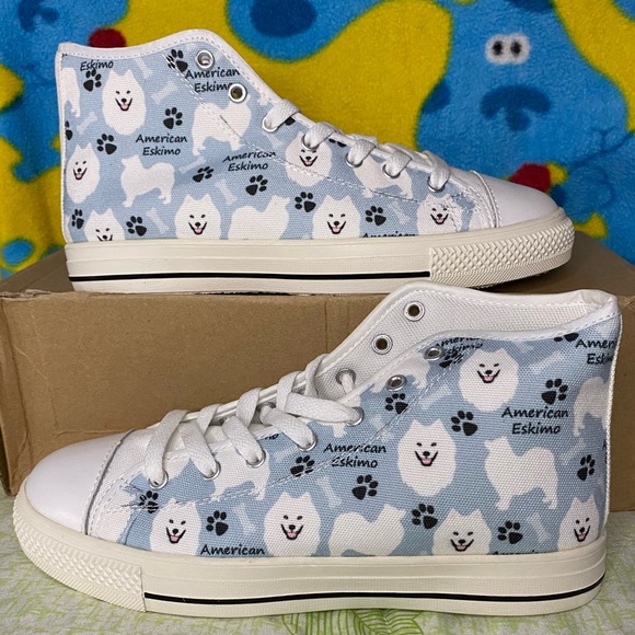 BRAND NEW American Eskimo dog high top shoes - Picture 1 of 1